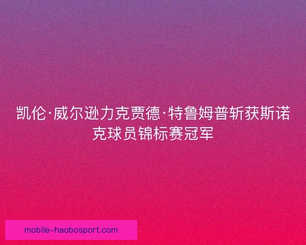 凯伦·威尔逊力克贾德·特鲁姆普斩获斯诺克球员锦标赛冠军