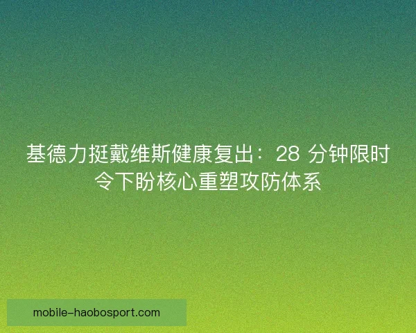 基德力挺戴维斯健康复出：28 分钟限时令下盼核心重塑攻防体系